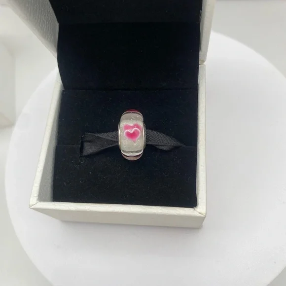 Authentic Pandora Double heart Murano charm - Picture 2 of 5